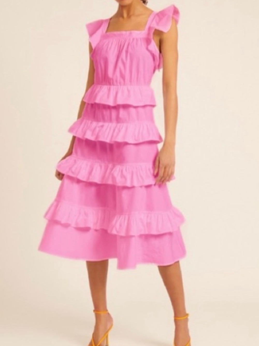 Rachel Parcell by Anthropologie Cotton Tiered Ruffle Midi Sundress Orchid Pink